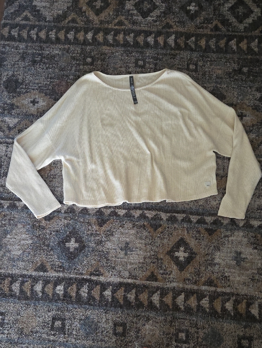 Vuori Cream Waffle Knit Long Sleeve Tee